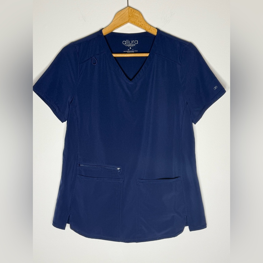 Cherokee Allura Uniform Women's Navy Blue‎ Short Sleeve Scrub Top